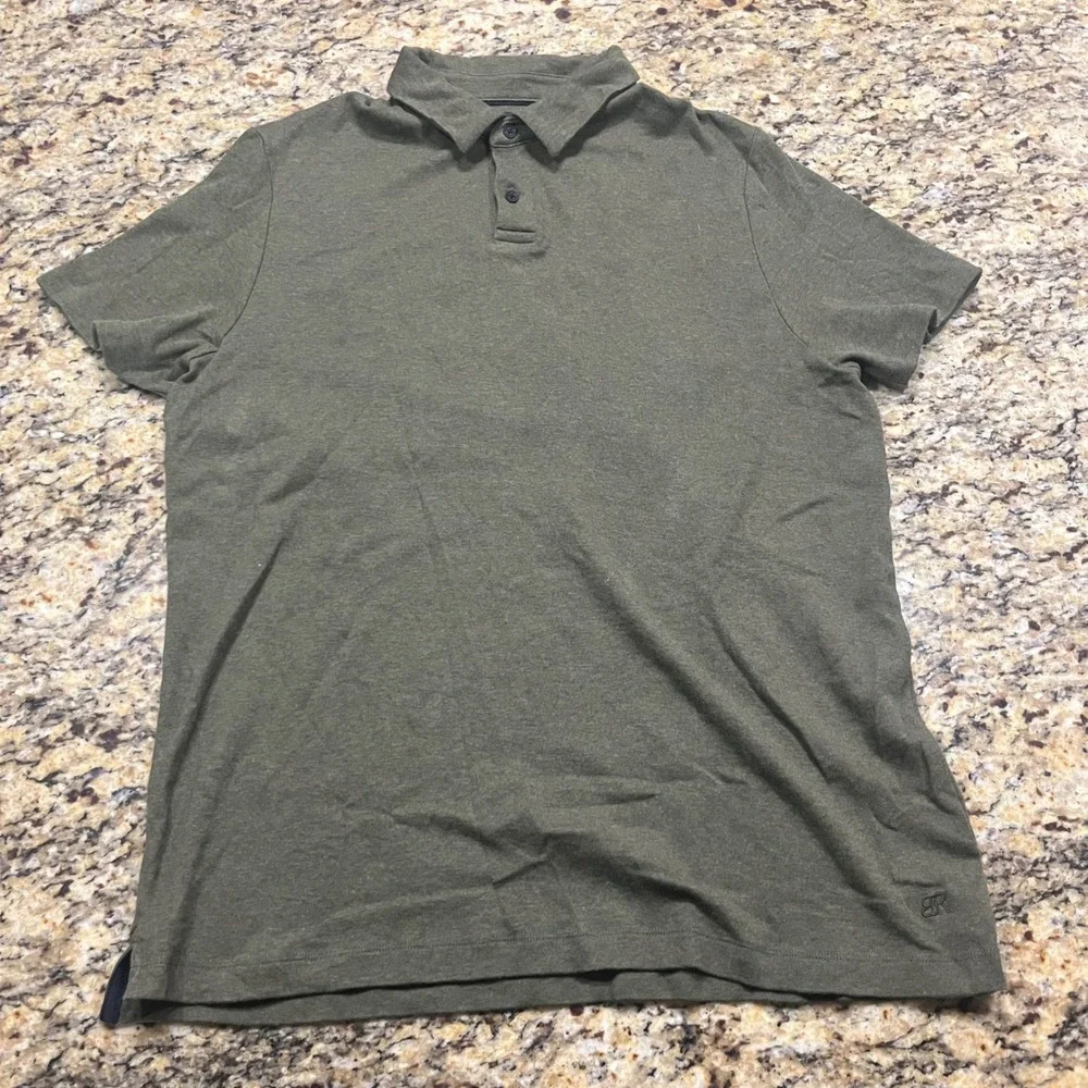 Banana Republic Mens XL Olive Green Heather Short Sleeve Polo Shirt BR Logo